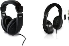 Casque filaire Noir,Léger et Ajustable,Stéréo,Cordon de 6m,Prise Jack 3,5mm + adaptateur 6,35 mm & Thomson Casque TV HED4407 Noir