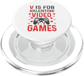 V est pour les jeux vidéo, la Saint-Valentin, Funny Gamer, pour hommes et garçons PopSockets PopGrip pour MagSafe