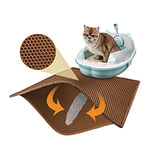 Pieviev Cat Litter Mat Litter Tray Mat of Large Size Double Layer Honeycomb Large Holes Design EVA Material Non-BPA, Soft on Paws and Washable (76X61cm Brown)