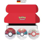 Pokémon Jeu de Cartes à Collectionner : Coffret Tin Box Poké Ball - Poké Ball, Balle d'appât et Premier Ball (9 boosters du JCC Pokémon, 7 Planches d'autocollants)