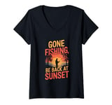 Womens Gone Fishin' Funny Fishing Outdoors V-Neck T-Shirt