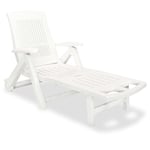 Maison Chic - Bain de soleil Chaise de jardin Transat de jardin - avec repose-pied Plastique Blanc BV547034 - BonneVie