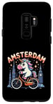 Coque pour Galaxy S9+ Amsterdam Pays-Bas Licorne Vélo Fille Femme Rainbow