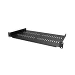 StarTech.com Étagère Rack Serveur 1U - Plateau Cantilever Universel Ventilé pour Armoire d'Équipement Réseau 19" - Acier Résistant - Poids Max 23kg - Étagère de 25cm de Profondeur, Noir (CABSHELFV1U)