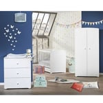 Chambre bébé trio Basic boule: Lit 120x60, commode a langer et armoire - Babyprice - Blanc