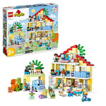 LEGO 10994 DUPLO Town 3in1 Family House, Brick-Built Dolls House with Push&Go Car, 5 Figures, 2 Animals and Light-Up Toy Lamp, Playhouse Toys for Toddlers, Girls and Boys Aged 3+
