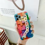 Uusi Iphone 11 Pro Max 3d Square Suojakuori Rainbow Rannekorulla (a)