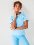 adidas Women's Running Own The Run 3 Stripes Tee - Blue, Blue, Size M, Women