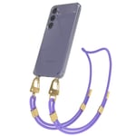 For Samsung Galaxy S24 Plus Mobile Phone Strap Carabiner Band Clear cover Purple