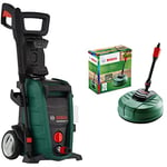 Bosch High Pressure Washer UniversalAquatak 125 (1500 W, pressure: 125 bar, max. flow rate: 360 l/h, in carton packaging) & Aquasurf 250 patio cleaner attachment green