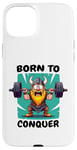 Coque pour iPhone 15 Plus Born to Conquer Viking Haltérophilie - Funny Fitness