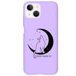 Coque violet Iphone 14 chat lune