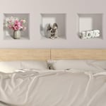 Stickers adhésifs 3D | Sticker Mural Autocollant effet 3D symboles de l'amour - Stickers muraux Chambre - Stickers muraux 3D - Decoration Murale Salon - Autocollants muraux Trompe l'oeil | 40x120cm