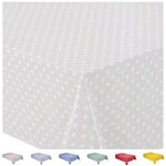 Home Direct Rectangular Oilcloth PVC Wipe Clean Tablecloth 140cm x 180cm 55x70 Small Polka Dot Beige