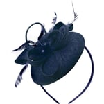 Pärla Rund Pillbox Loop Sinamay Hårband Fascinator för Kvinnor Bröllop Ascot Races[Marinblå] Navy 1 count (Pack of 1)