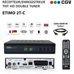 Récepteur Enregistreur Décodeur TNT HD Double Tuner CGV Etimo 2T-c + Câble HDMI 4K - Chaînes de la TNT Française & Allemande, Timeshift, Lecture
