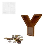 MEDOYOH Letter "Y" Money Box, A - Z Letters 23CM/9IN Wooden Alphabet Piggy Bank Coin Bank Coin Storage Tank Money Bank with Alphabet Stickers for Adults Kids