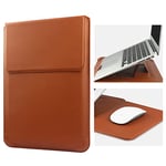 HoYiXi 14 Inch Laptop Sleeve Case Leather Bag with Stand Compatible with MacBook Pro 14 2021/ASUS Vivobook 14/HP Pavilion X360/Lenovo IdeaPad 14/Dell Lenovo HP ASUS Acer HUAWEI Matebook 14'' PC, Brown