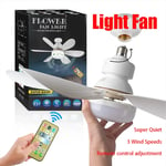 Led Ceiling Fan with Light Dimmable E27 Bedroom Living Room Fan Lamp 30W