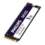 Philips Disque Dur Interne Solid State M.2 M140 - NVMe PCIe Gen3 1 to (2280), pour PC de Bureau et Portables, pour l'édition Graphique et vidéo, Le Jeu, Lecture 3500 Mo/s, écriture 3000 Mo/s