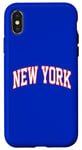 Coque pour iPhone X/XS Retro New York Hommes NY Bleu Orange Femmes Vintage NY Blanc Tee