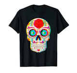 Trippy Sugar Skull Psychedelic Glitch T-Shirt