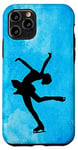 Coque pour iPhone 11 Pro Patinage artistique Bleu Aquarelle Patinage sur glace