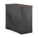 Fractal Design Era 2 ITX PC Case in Charcoal - Sleek Anodized Aluminum, Solid Walnut Top, Supports 3-Slot GPUs, PCIe 4.0 Riser Cable Included