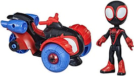 Marvel Hasbro Spidey and His Amazing Friends Miles Morales : Figurine d'action Spider-Man et véhicule Techno-Racer, pour Enfants à partir de 3 Ans, Multicolore (F1941)