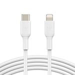 Belkin Câble USB-C vers Lightning (câble de Recharge Rapide pour iPhone 14 et modèles antérieurs; câble Boost Charge USB-C certifié MFi ; Blanc, 2 m)