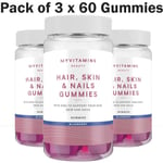 MyVitamins Hair Skin Nails Beauty Supplement Zinc Blueberry Pack 3 x 60 Gummies