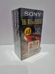 Pack Of Three Genuine Sony Hi Resolution E180 VHS Video Tapes - Brand New. 