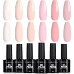 6 färger semipermanent nagellack rosa nude vit set shellac nagellack gel 10 ml