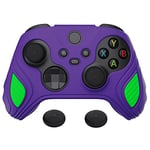 PlayVital Scorpion Edition Two-Tone Anti-Slip Silicone Case Cover for Xbox Series X/S Controller, Soft Rubber Case for Xbox Core Controller with Thumb Grip Caps - Neon Genesis Purple & Green