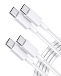 CLEEFUN White iPhone 15 16 Charger Cable [1m, 2-Pack], 60W USB C to USB C Charge Cable, USB Type C Fast Charging Lead for iPhone 15 16 Plus Pro Max,MacBook Pro/Air,iPad Pro/Air/Mini,Galaxy S24 S23 S22