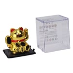 (Gold)Airshi Fortune Cat 2 Inch Small Solar Powered Waving Cat Eco Friendly