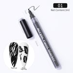 Nagel Konst Penna Akryl Nagelpenna Nagelfärg, DIY Nail Art Pen Vit Black