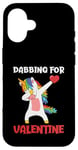 Coque pour iPhone 16 Dabbing Unicorn Saint-Valentin Love