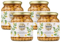 Biona Organic Chick Peas in Water 350g - No Added Sugar, with Organic Sea Salt - Ideal for Homemade Houmous, Dahls & Stews - Vegan Protein - Non GMO (Pack of 4)