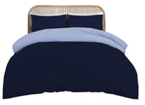 funky gadgets Duvet Cover Set – Soft Brushed Microfiber Plain Dyed Duvet Cover Sets with Pillow Case- Reversible Bedding Quilt Cover Set (Navy & Blue, Double)