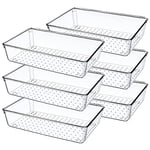 Lot de 6 Organisateur Tiroir Salle de Bain, Plastique Boite Rangement Tiroir Cuisine en Transparent, Rangement Coiffeuse Tiroirs Compartiment pour Maquillage, Couverts, Bureau Organiseur De Tiroir