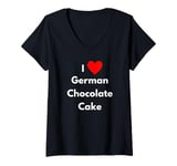 Womens Fun Graphic-I Love german chocolate cake V-Neck T-Shirt