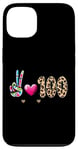 Coque pour iPhone 13 Peace Love 100 Days Of School Cœur léopard