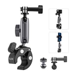 Bike Handlebar Clamp Mount Motorcycle Mount for DJI Osmo Action 5 Pro 4 3 GoPro Hero 13 12 11 10 9 8 7 Insta360 X4 X3 Action Cameras Accessories - 360 Degree Rotation