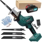 Scie sabre Electrique sans fil MAWIRON 3000SPM-850W-LED-4 Lames Avec 18V Lithium Batteries 3.0Ah + Chargeur, Compatible avec MAKITA