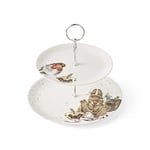 Wrendale Designs Royal Worcester Wrendale Deigns Festive Two Tier Cake Stand A Merry Little Christmas - Robin and Bunny, White