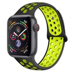 Bracelet Sport en Silicone Bicolor Remplacement pour Apple Watch Series 5 / 4 44mm - Noir&Vert (Taille L)