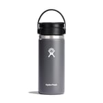 HYDRO FLASK - Travel Coffee Flask 473 ml (16 oz) - Vacuum Insulated Stainless Steel Travel Mug with Leak Proof Flex Sip Lid - BPA-Free - Wide Mouth - Stone