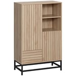 HOMCOM Buffet Meuble de Rangement sur Pied de Fer avec 2 placards 1 tiroir et 2 niches Aspect Bois - 75 x 40 x 120 cm