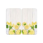 Protection plaque de cuisson, couvre plaque de cuisson en verre Citrons, Lot de 2, 30 x 52 cm - Wenko